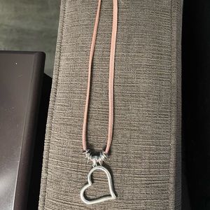 Lia Sophia Silver Heart Necklace on Pink chain